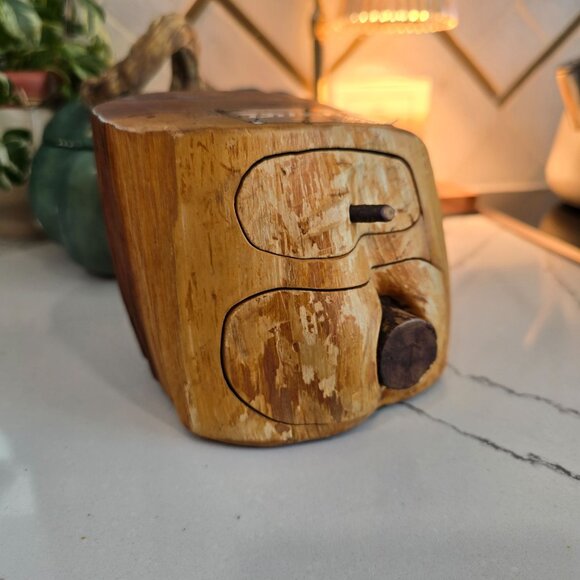 Handcrafted Wooden trinket Jewelry Box With Two Drawers organizer stash box - Picture 5 of 11